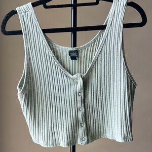 green ribbed scoop neck crop top!!